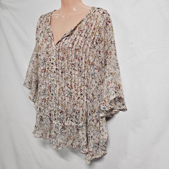 Sundance Women Top Blouse Shirt Size M Soft Pink Sheer Floral Chiffon - Picture 5 of 11
